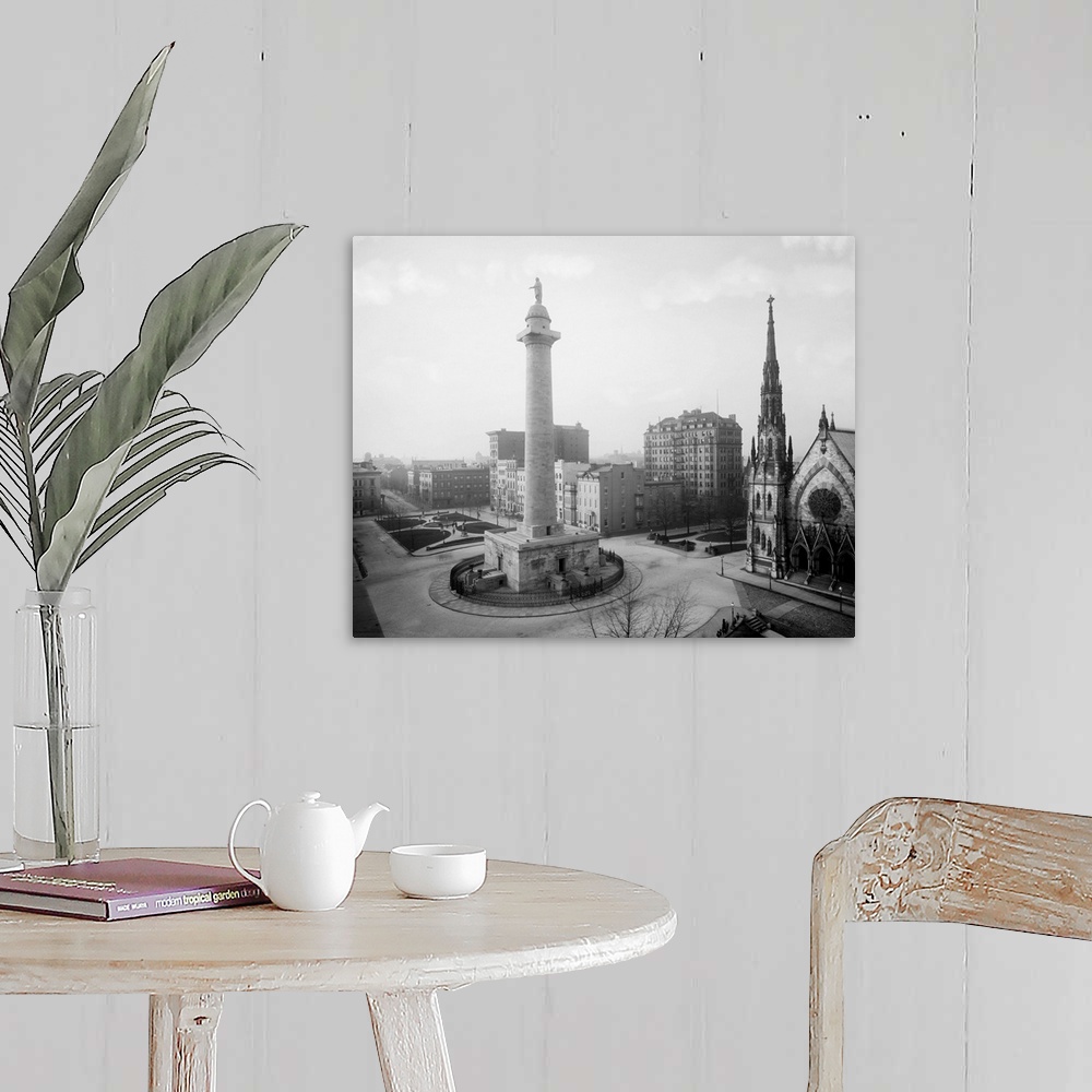 A farmhouse room featuring Vintage photograph of Washington Monument, Baltimore, Maryland