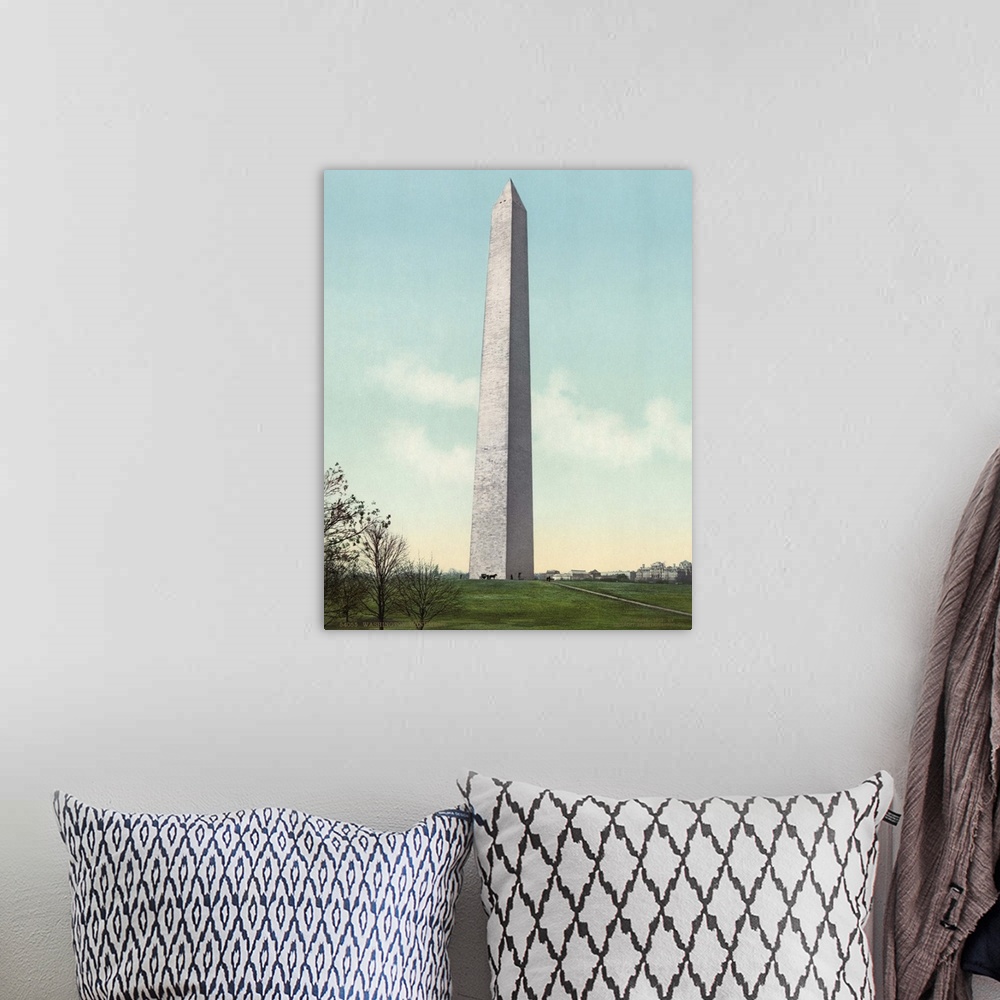A bohemian room featuring Vintage photograph of Washington Monument, Washington, DC