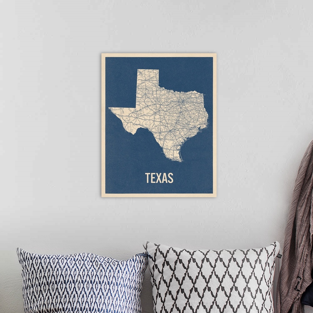 A bohemian room featuring Vintage Texas Road Map 2