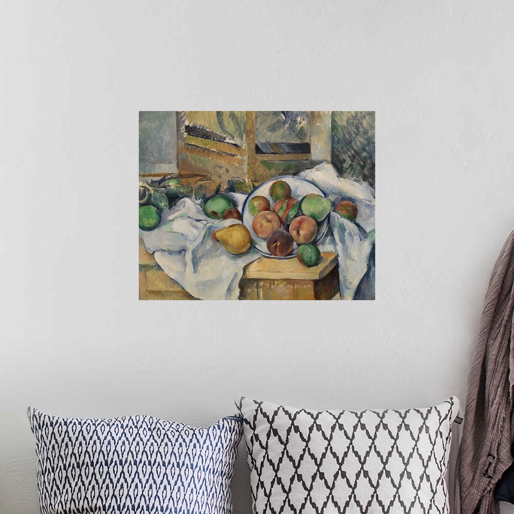 A bohemian room featuring Un Coin de Table previously titled 'Table Napkin and Fruit'