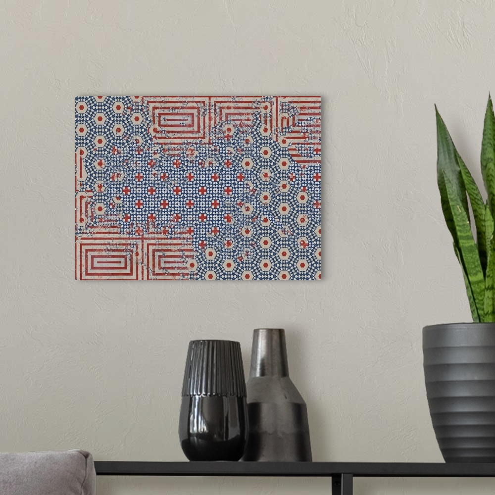 A modern room featuring Abstract Flag, 2014