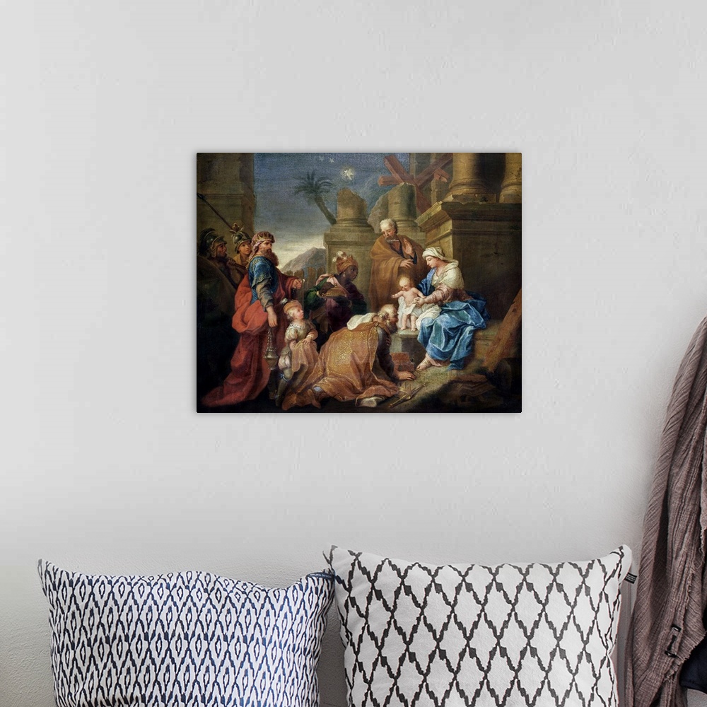 A bohemian room featuring XIR254926 Adoration of the Magi (oil on canvas)  by Stella, Jacques (1596-1657); Musee Municipal,...