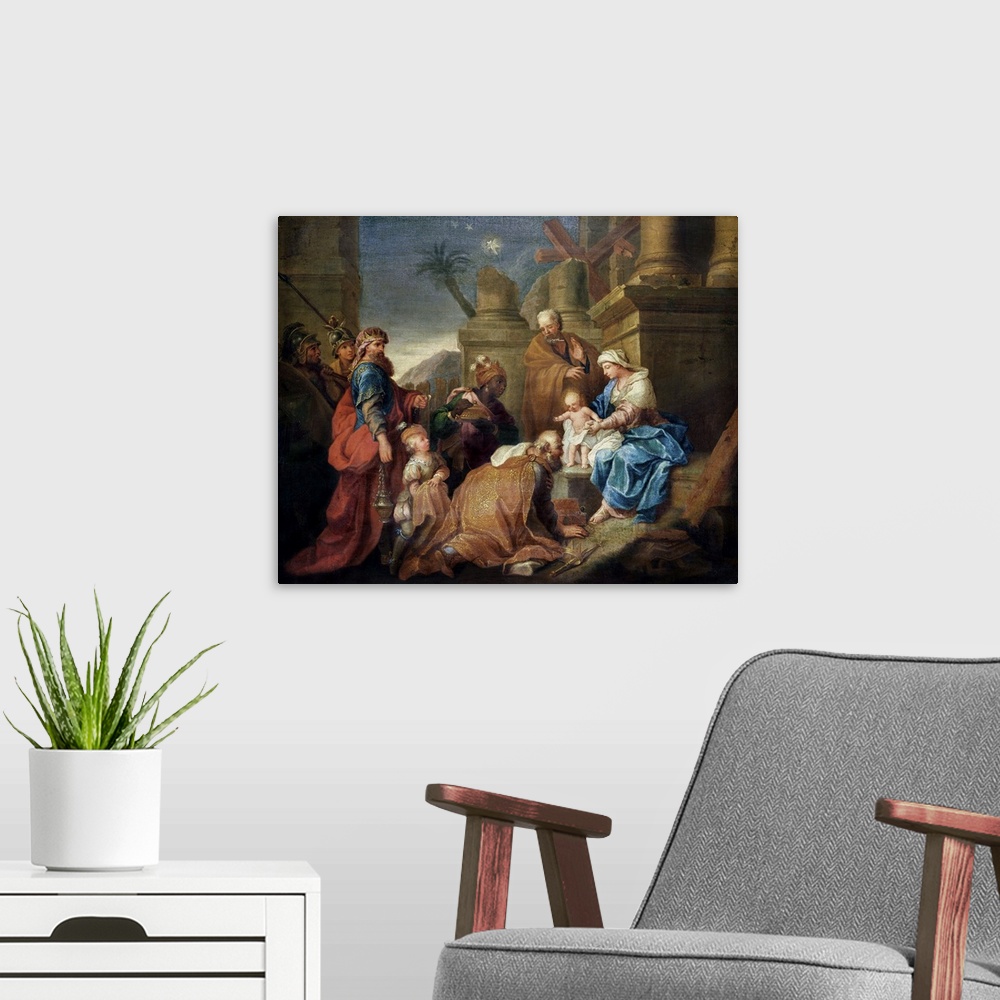 A modern room featuring XIR254926 Adoration of the Magi (oil on canvas)  by Stella, Jacques (1596-1657); Musee Municipal,...
