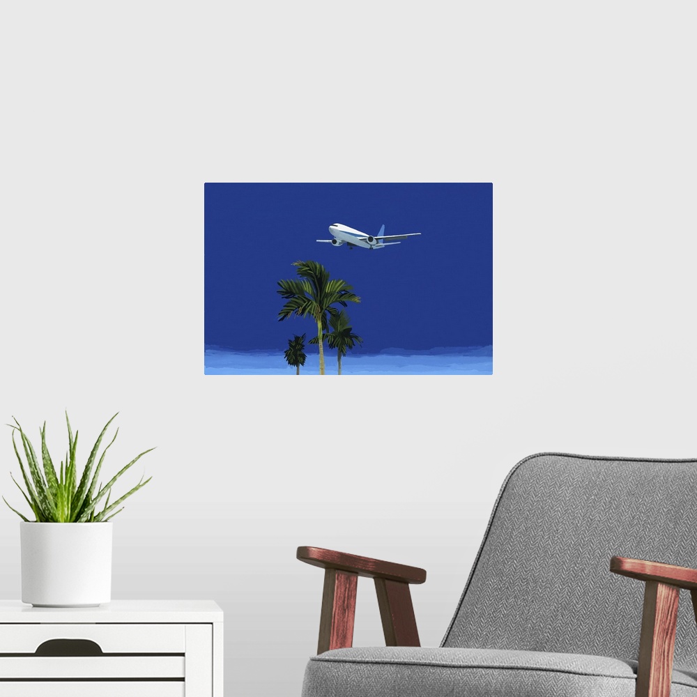 A modern room featuring Airplane And Palm Tree, 2016