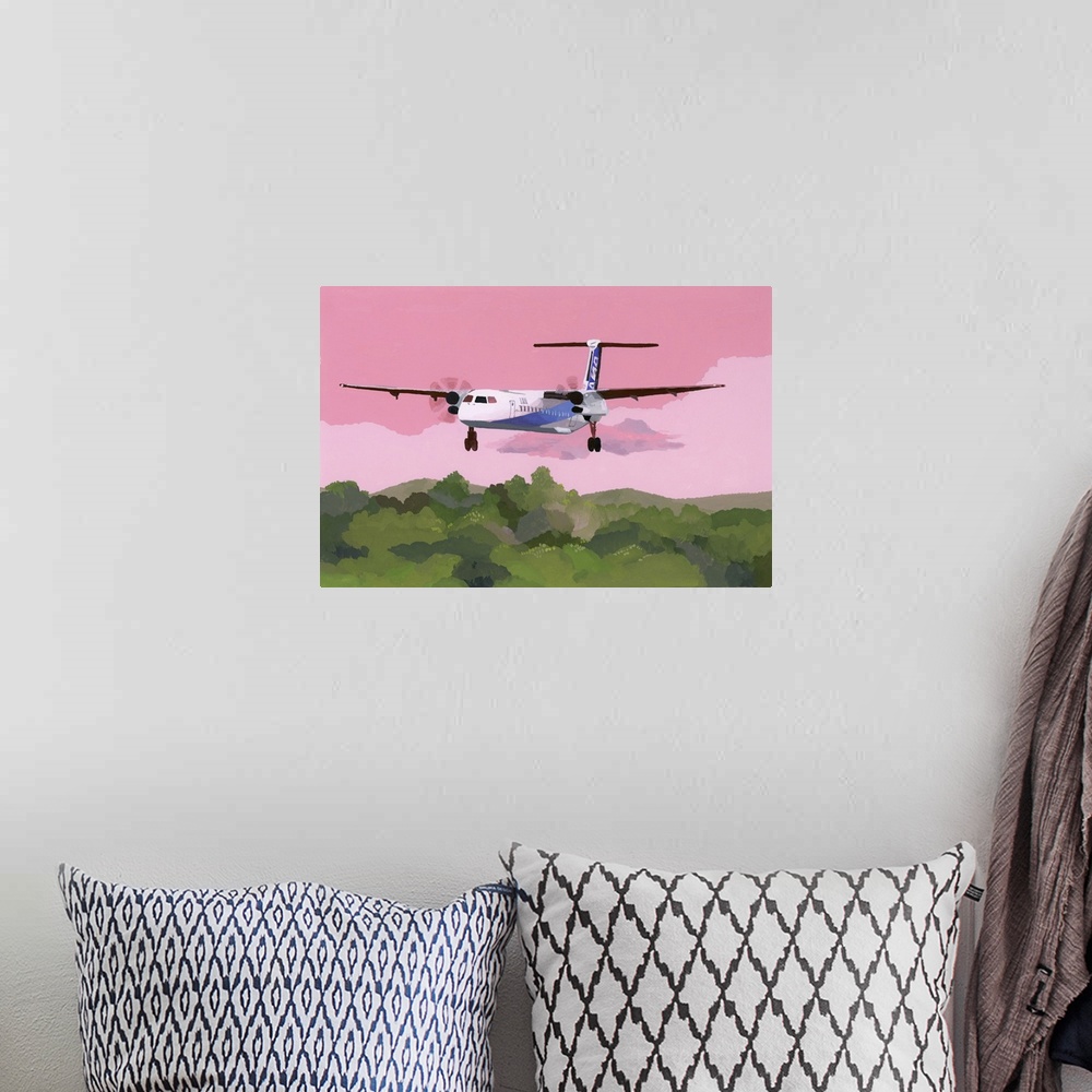 A bohemian room featuring Airplane Landing At A Small Airfield, 2015