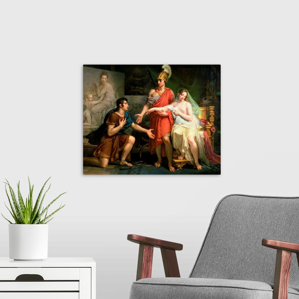 A modern room featuring XNS155518 Alexander the Great (356-323 BC) Hands Over Campaspe to Apelles, 1822 (oil on canvas); ...