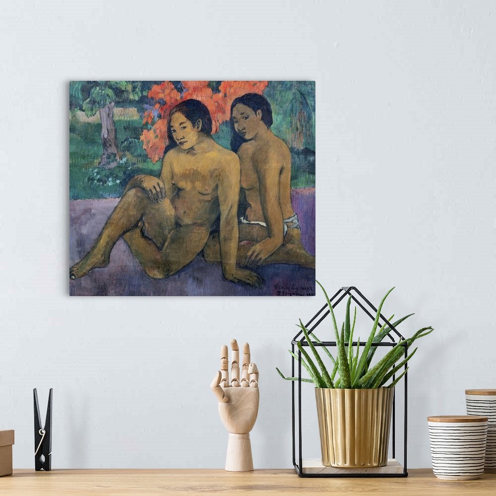 A bohemian room featuring XIR42678 And the Gold of their Bodies, 1901 (oil on canvas)  by Gauguin, Paul (1848-1903); 67x76 ...