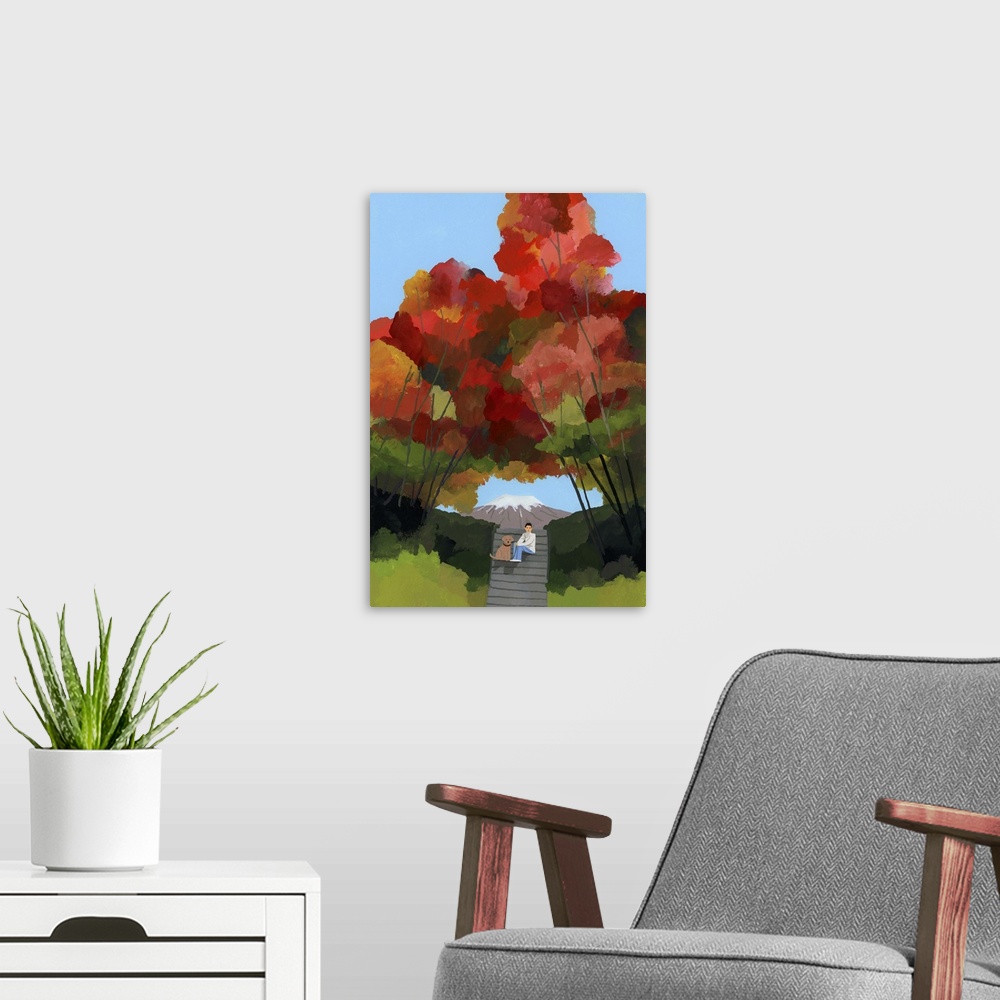 A modern room featuring Arch Of Autumn Leaves, 2015