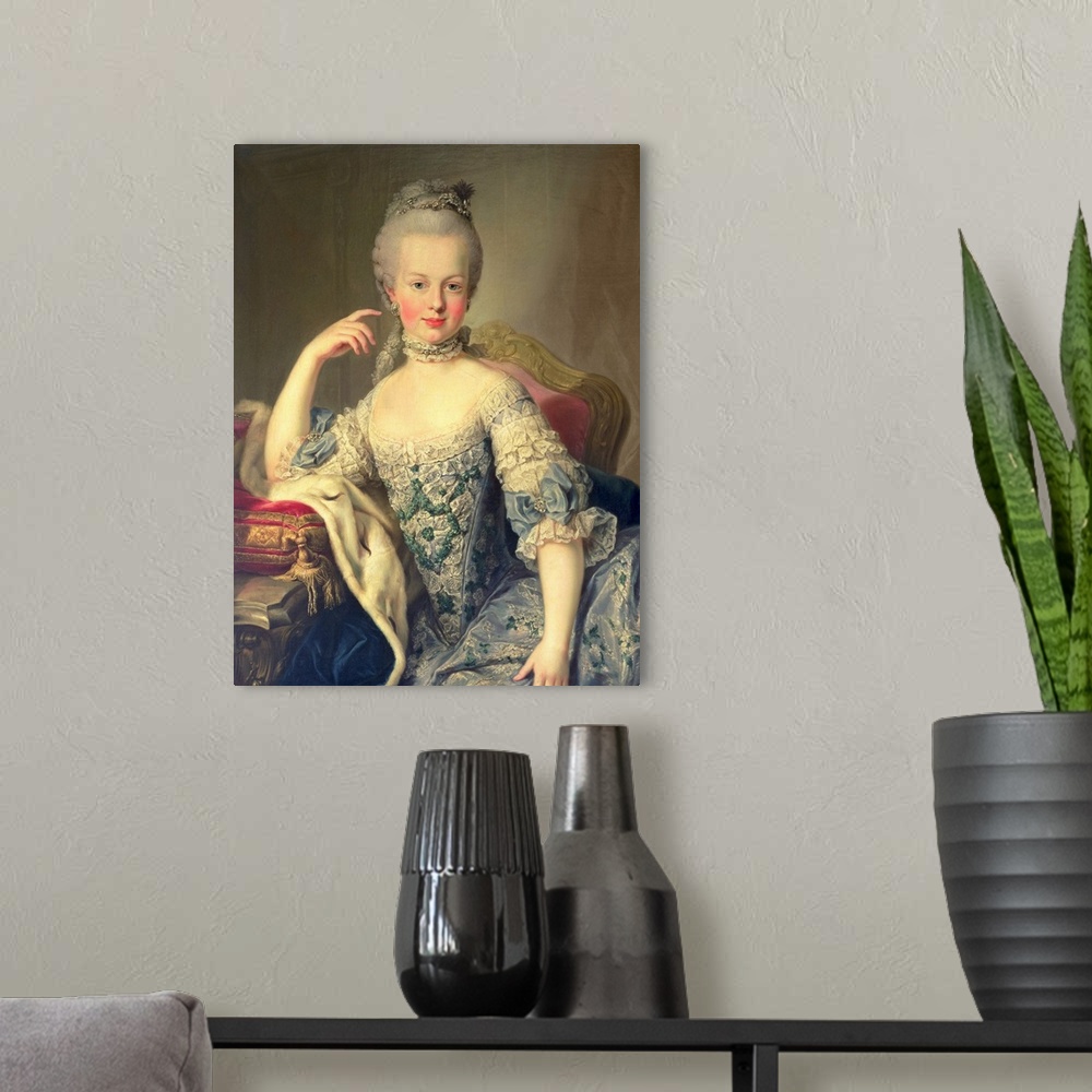 A modern room featuring XAM70463 Archduchess Marie Antoinette Habsburg-Lotharingen (1755-93) 1767-68 (oil on canvas)  by ...
