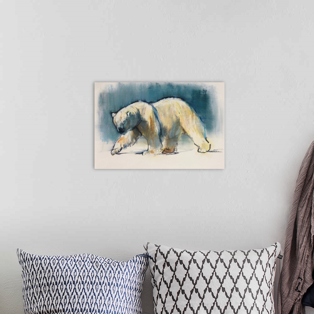 A bohemian room featuring Originall pastel and conte on paper.