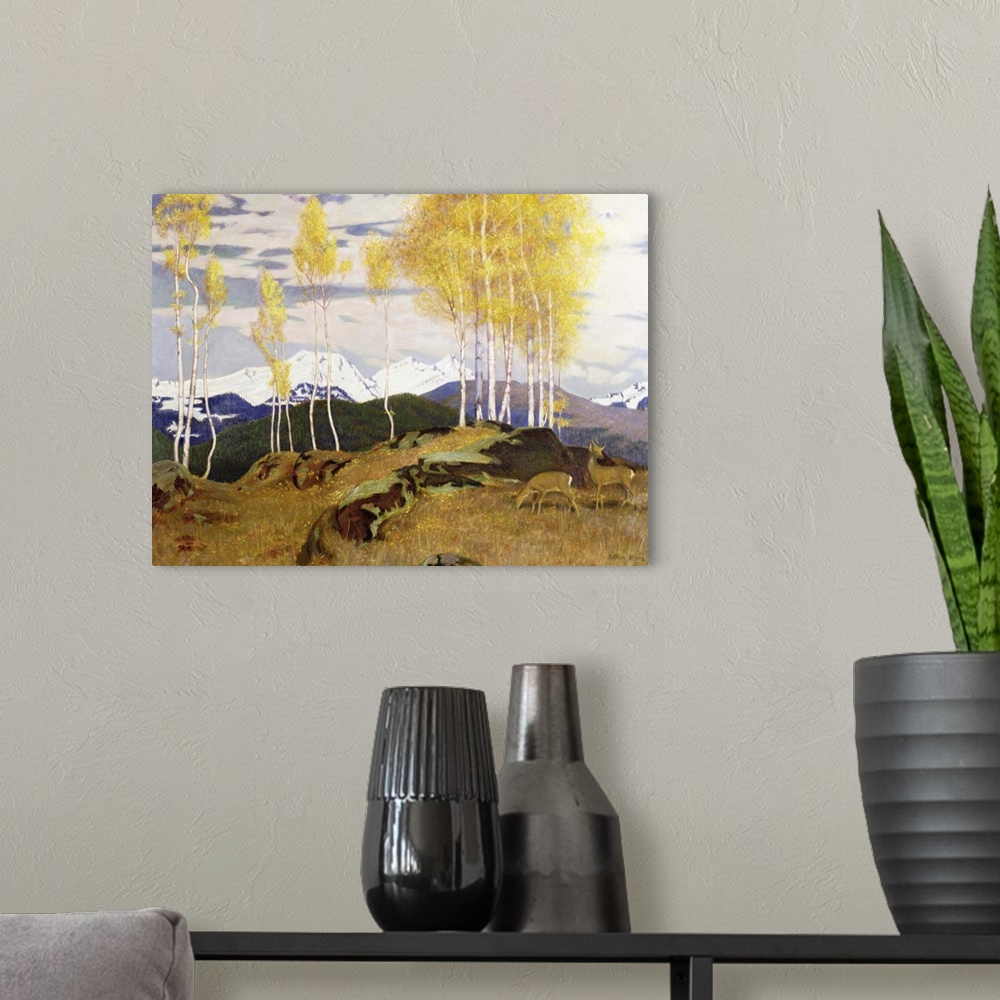 A modern room featuring Autumn in the Mountains