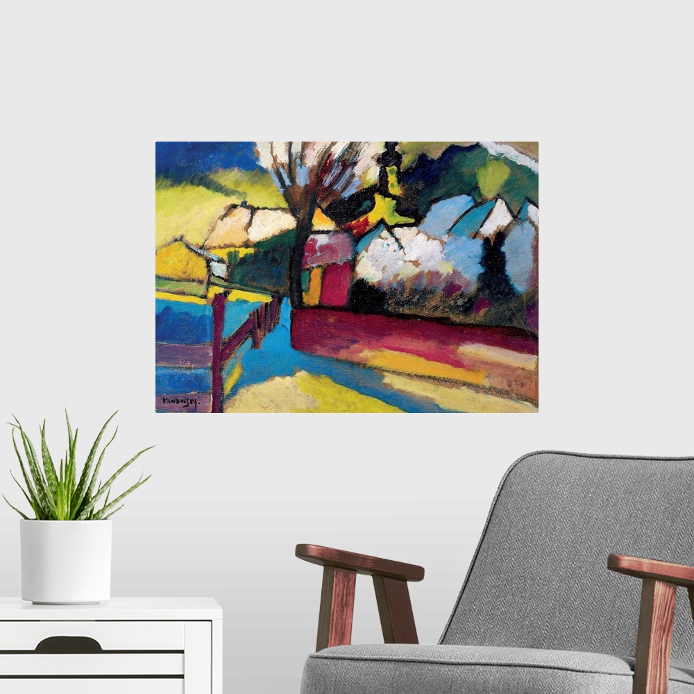A modern room featuring Autumn Landscape with Tree