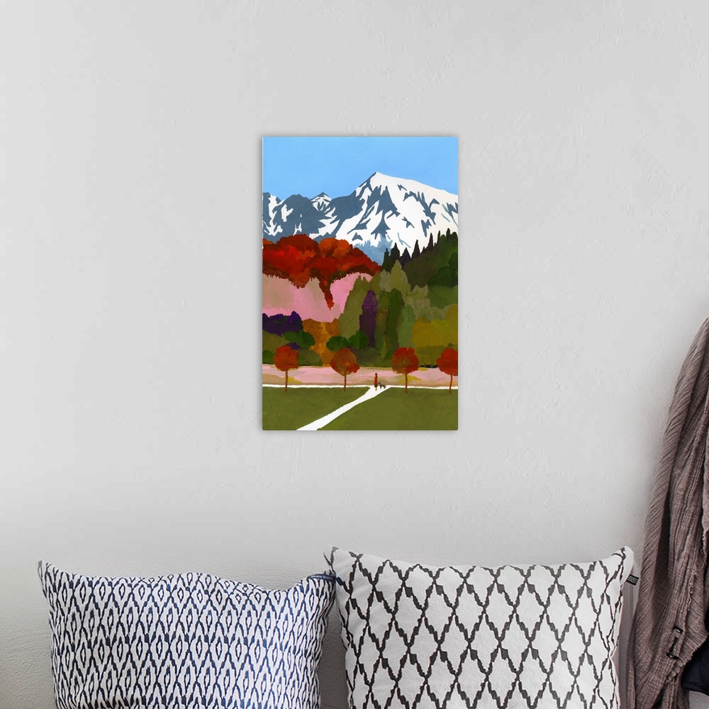 A bohemian room featuring Autumn Leaves And Snow Mountains