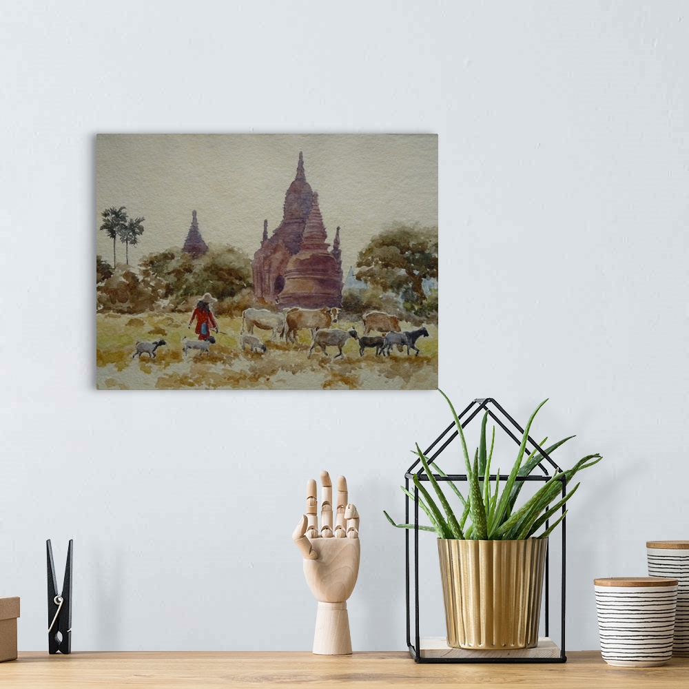A bohemian room featuring Bagan, Herding Among The Temples