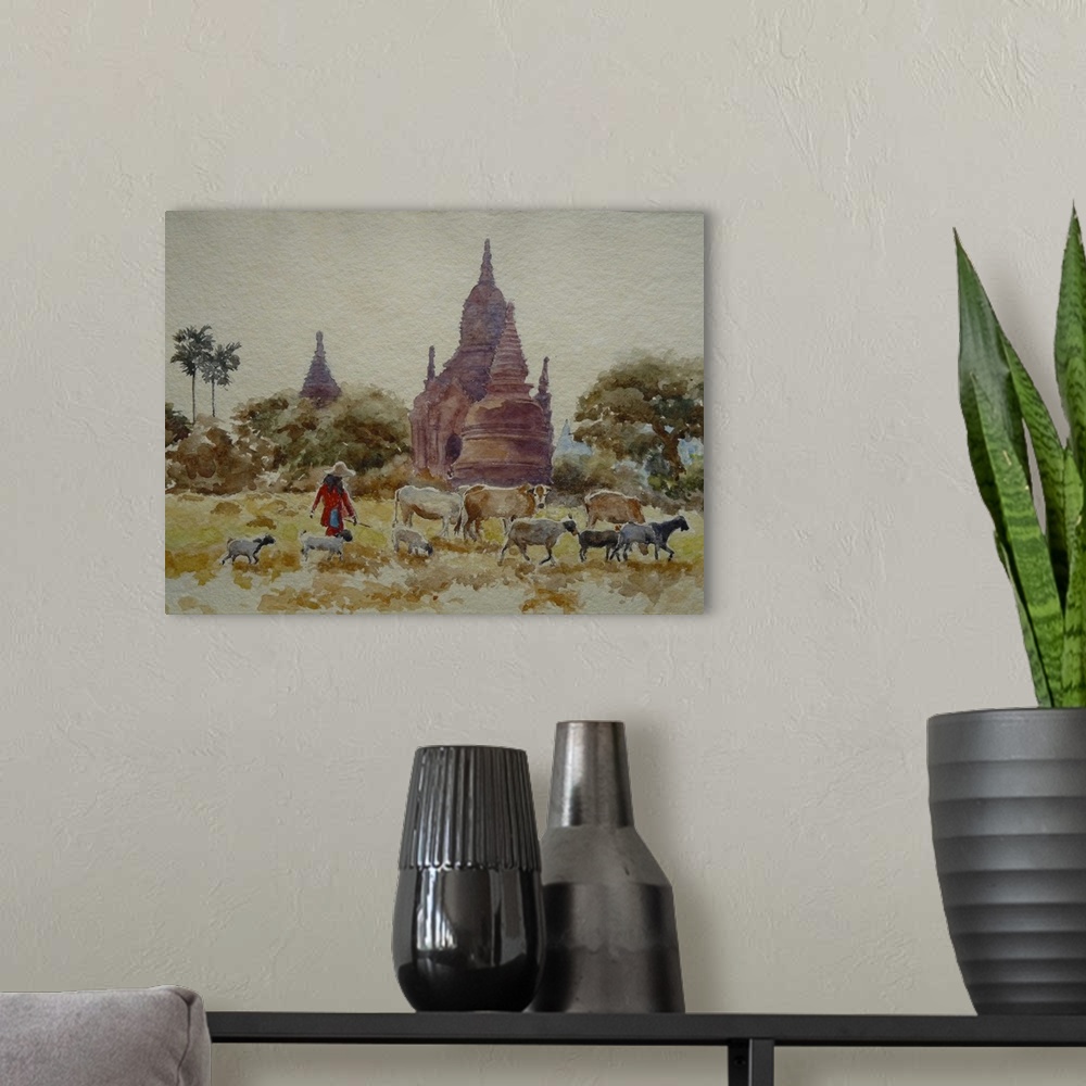 A modern room featuring Bagan, Herding Among The Temples