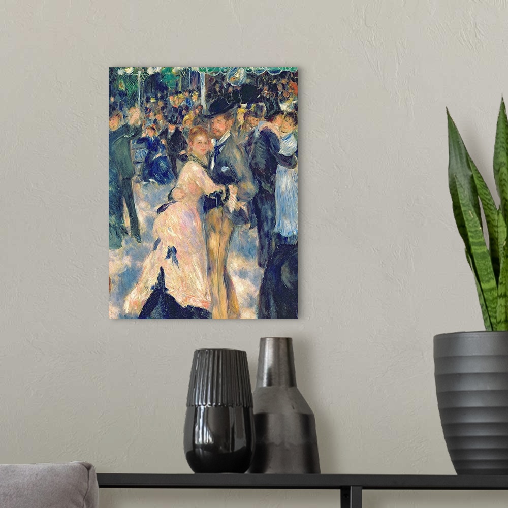 A modern room featuring A classic piece of artwork with couples dancing as a crowd behind them looks on. The focus is on ...