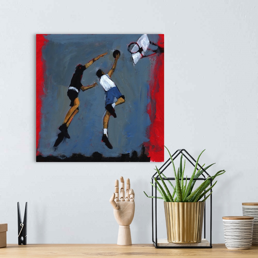 A bohemian room featuring Basketball Players, 2009, acrylic on board.  By Paul Powis.