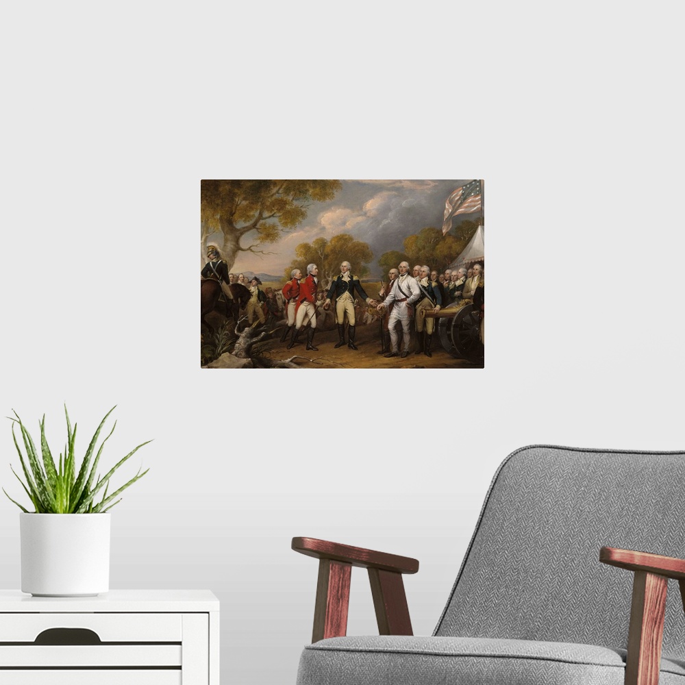 A modern room featuring Battle of Saratoga, October 17, 1777, c.1822-32