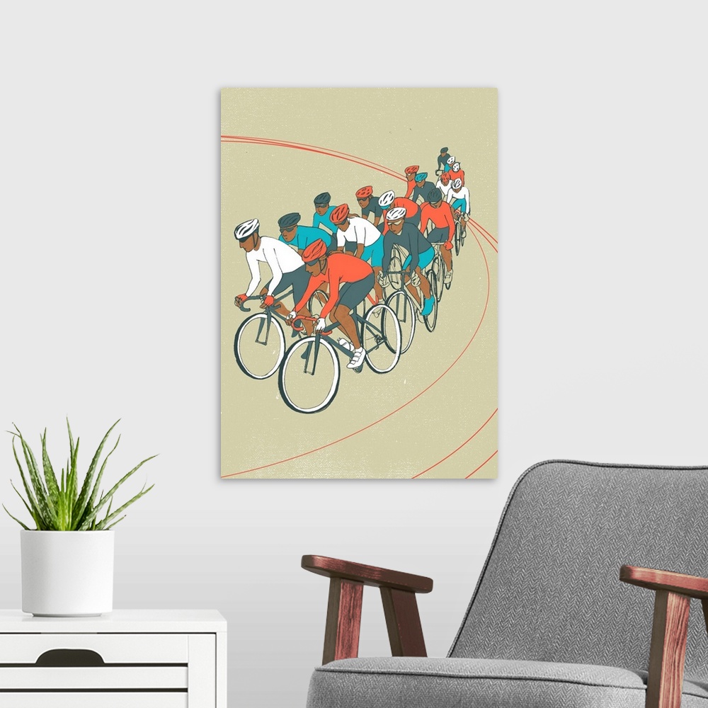 A modern room featuring Bike Race