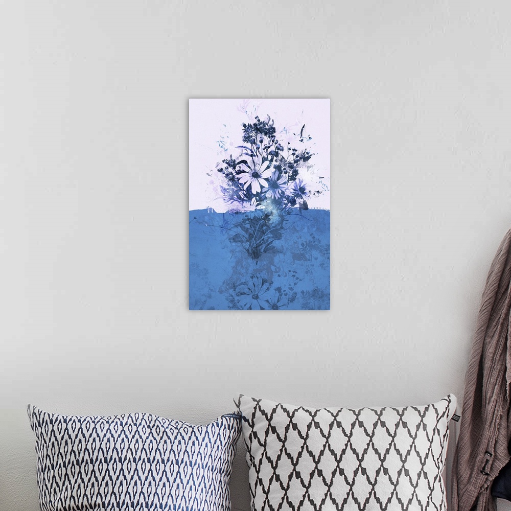 A bohemian room featuring Blue Bouquet, 2017