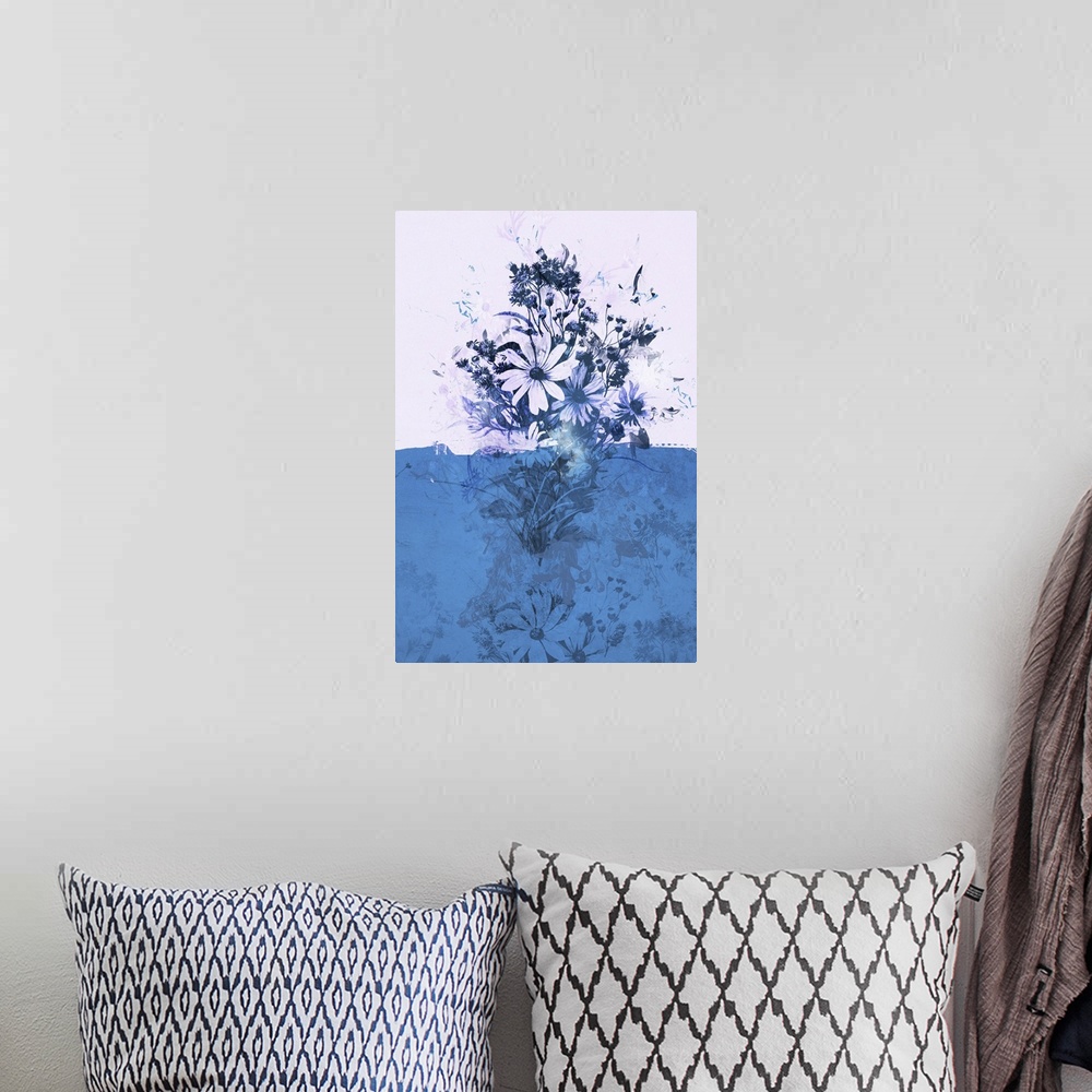 A bohemian room featuring Blue Bouquet, 2017