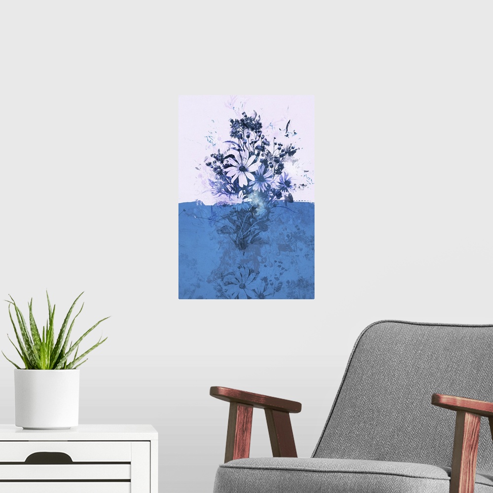 A modern room featuring Blue Bouquet, 2017