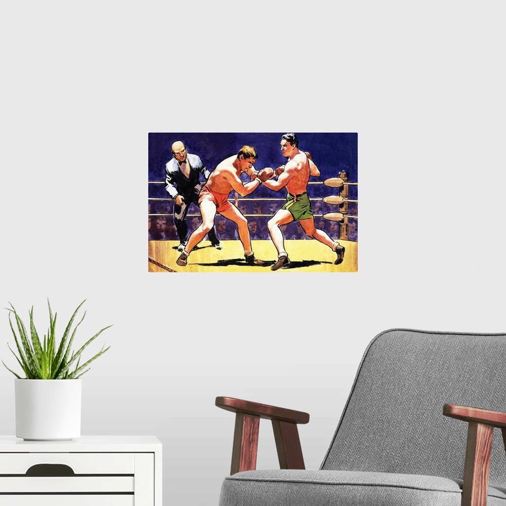 A modern room featuring Boxing Match
