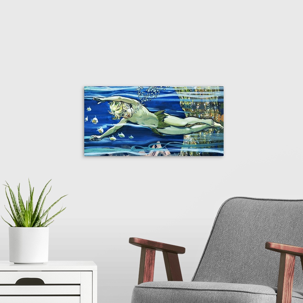 A modern room featuring The Water Babies. Original artwork for "Once Upon a Time."
