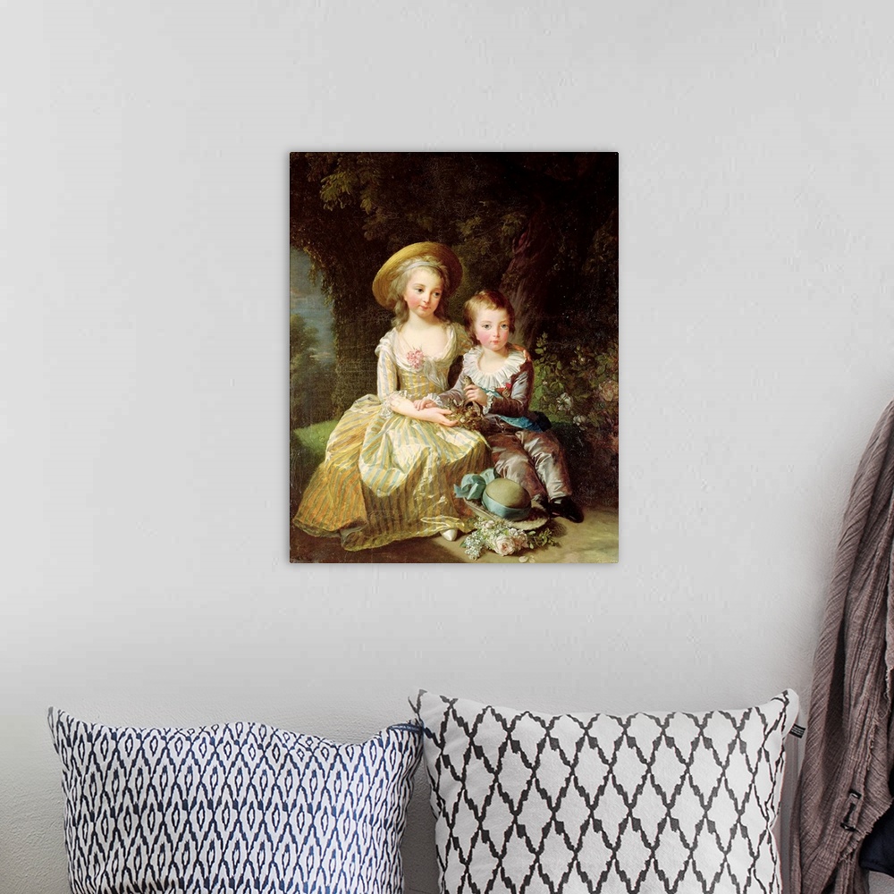 A bohemian room featuring Child portraits of Marie-Therese-Charlotte of France (1778-1851)