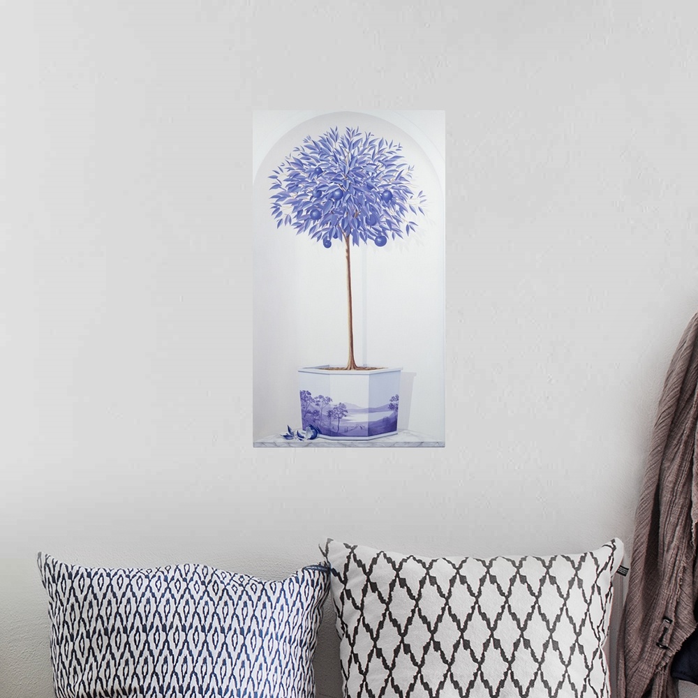 A bohemian room featuring China Blue Tree set in a Niche