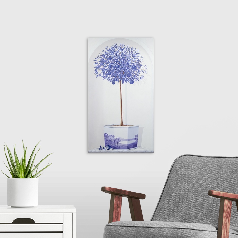 A modern room featuring China Blue Tree set in a Niche