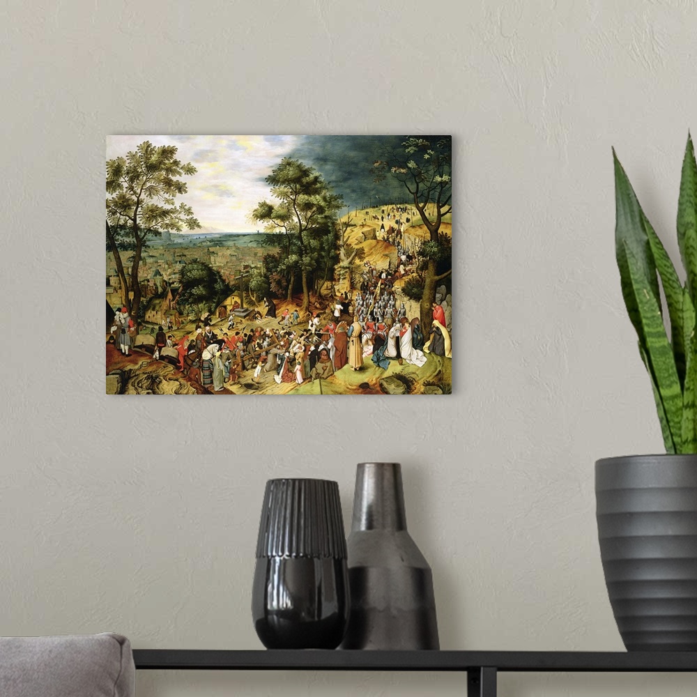 A modern room featuring BAL77035 Christ on the Road to Calvary, 1607 (panel)  by Brueghel, Pieter the Younger (c.1564-163...