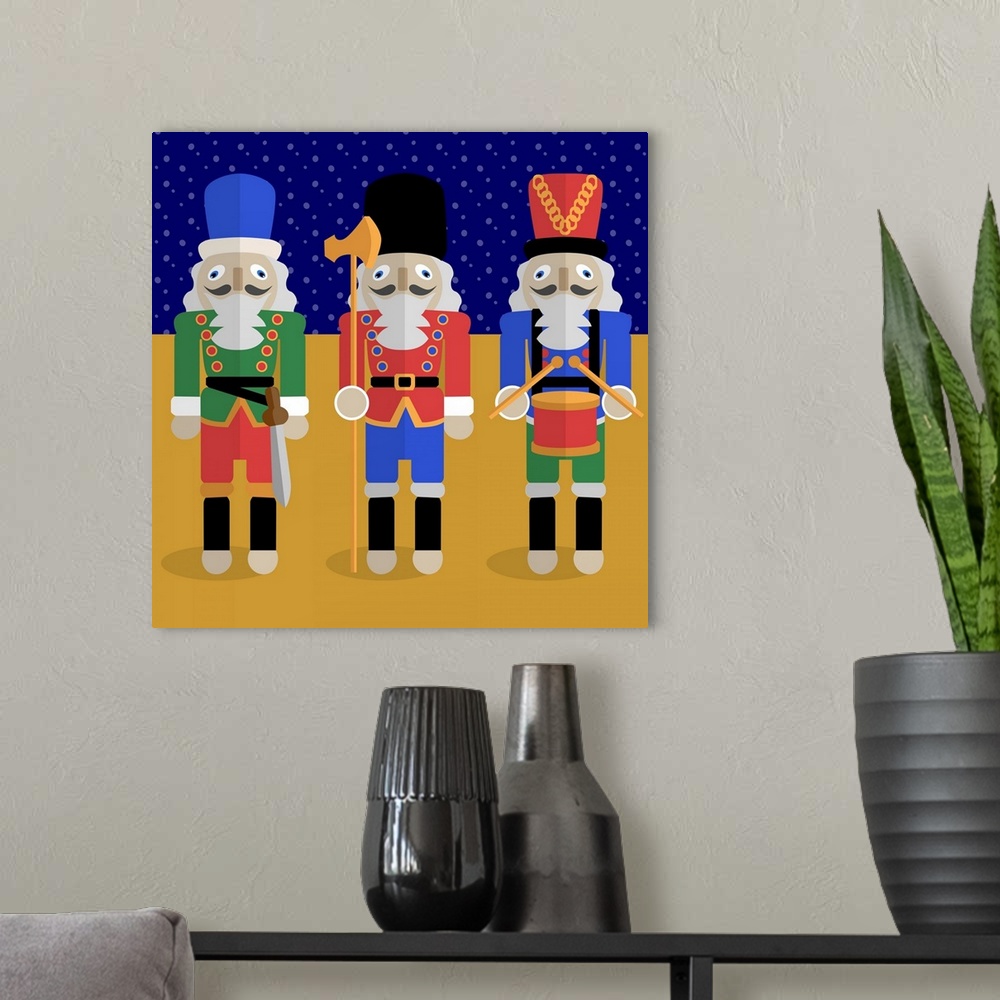 A modern room featuring Christmas Nutcrackers - Good Luck Symbols