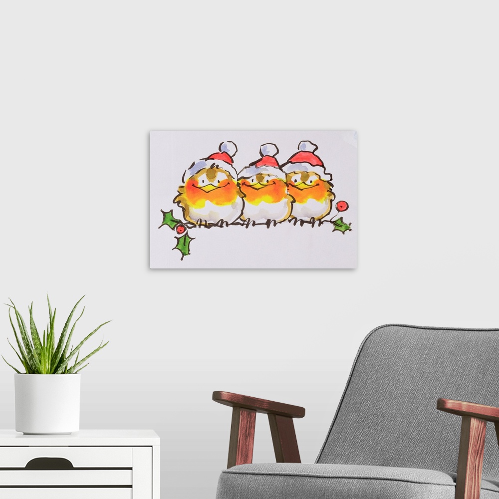 A modern room featuring Christmas Robins