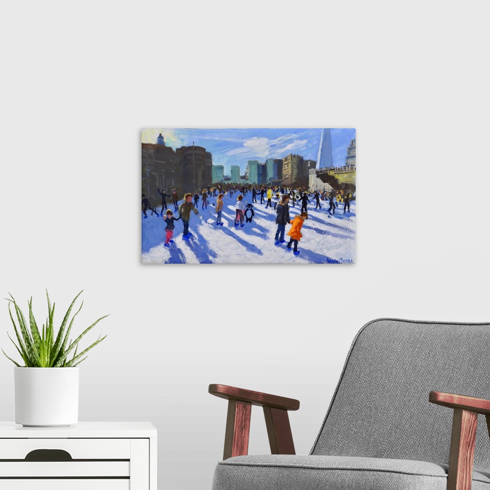 A modern room featuring Christmas, Tower of London Ice Rink, 2018, (originally oil on canvas) by Macara, Andrew