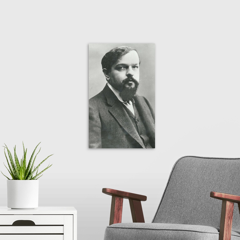 A modern room featuring XIR159165 Claude Debussy (1862-1918) (b/w photo) by Nadar, Paul (1856-1939); Private Collection; ...
