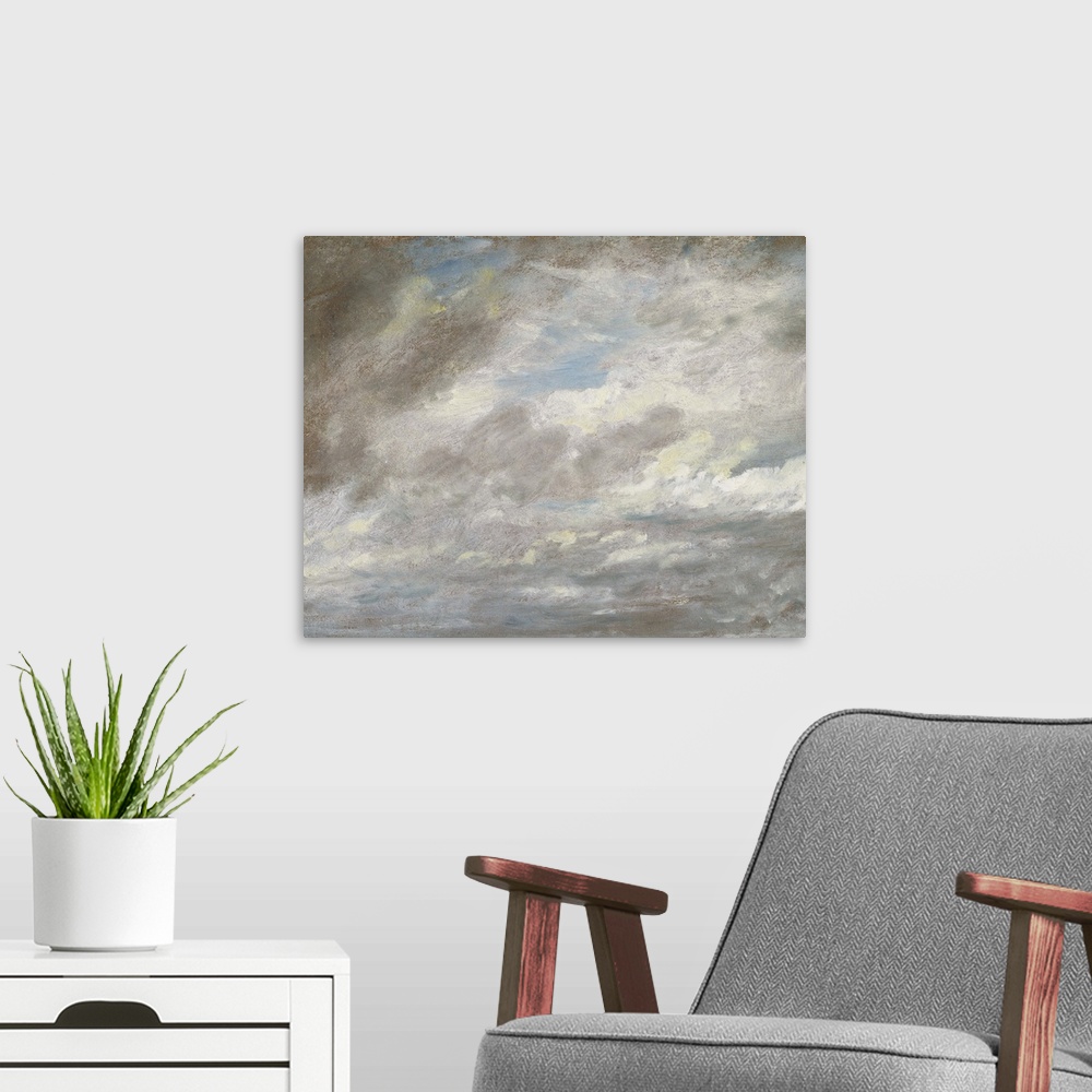 A modern room featuring oil on paper laid on card