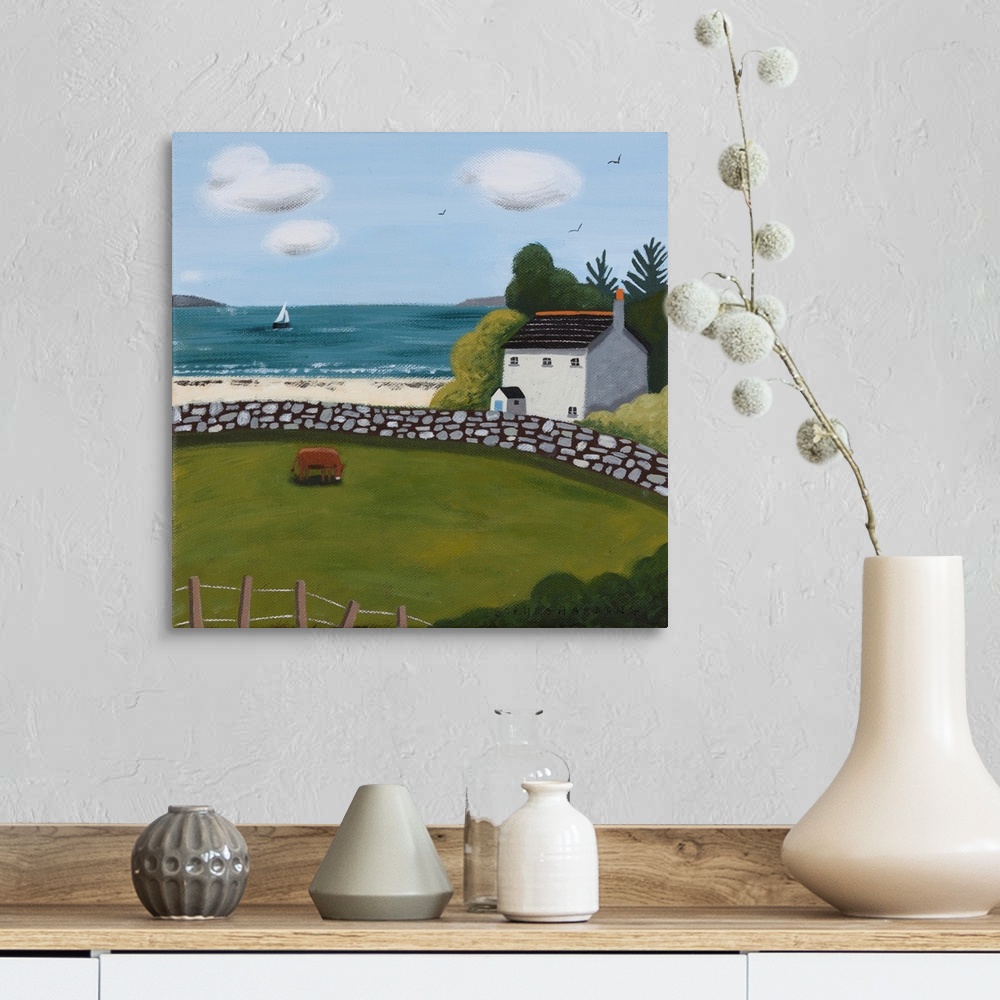 A farmhouse room featuring Cottage, Brown Cow And Sailing Boat