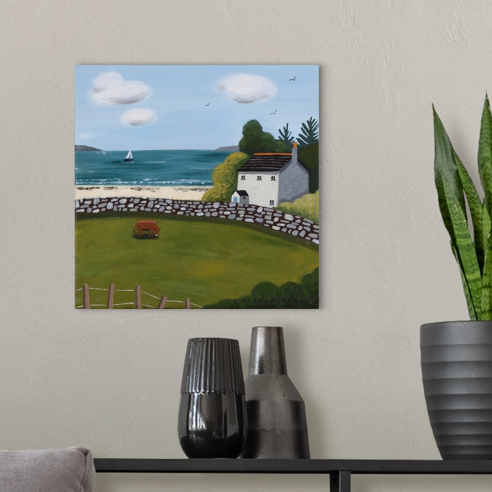 A modern room featuring Cottage, Brown Cow And Sailing Boat