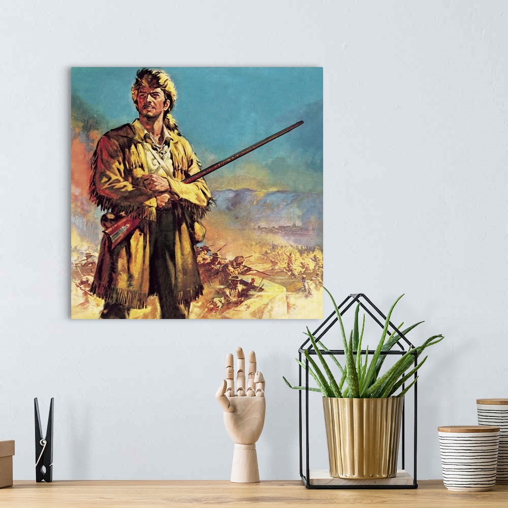 A bohemian room featuring Davy Crockett: Hero of the Alamo