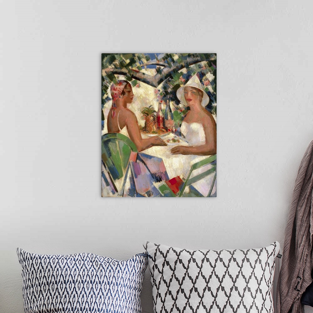 A bohemian room featuring Originally oil paint on canvas