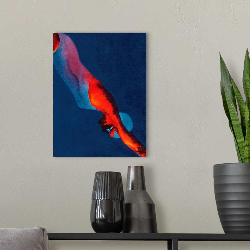 A modern room featuring Contemporary figurative art of a female diver.