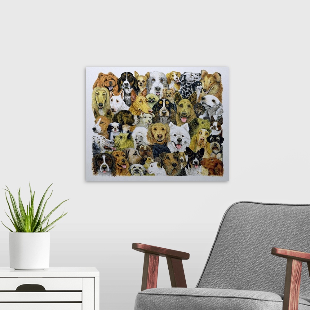 A modern room featuring Dog Friends