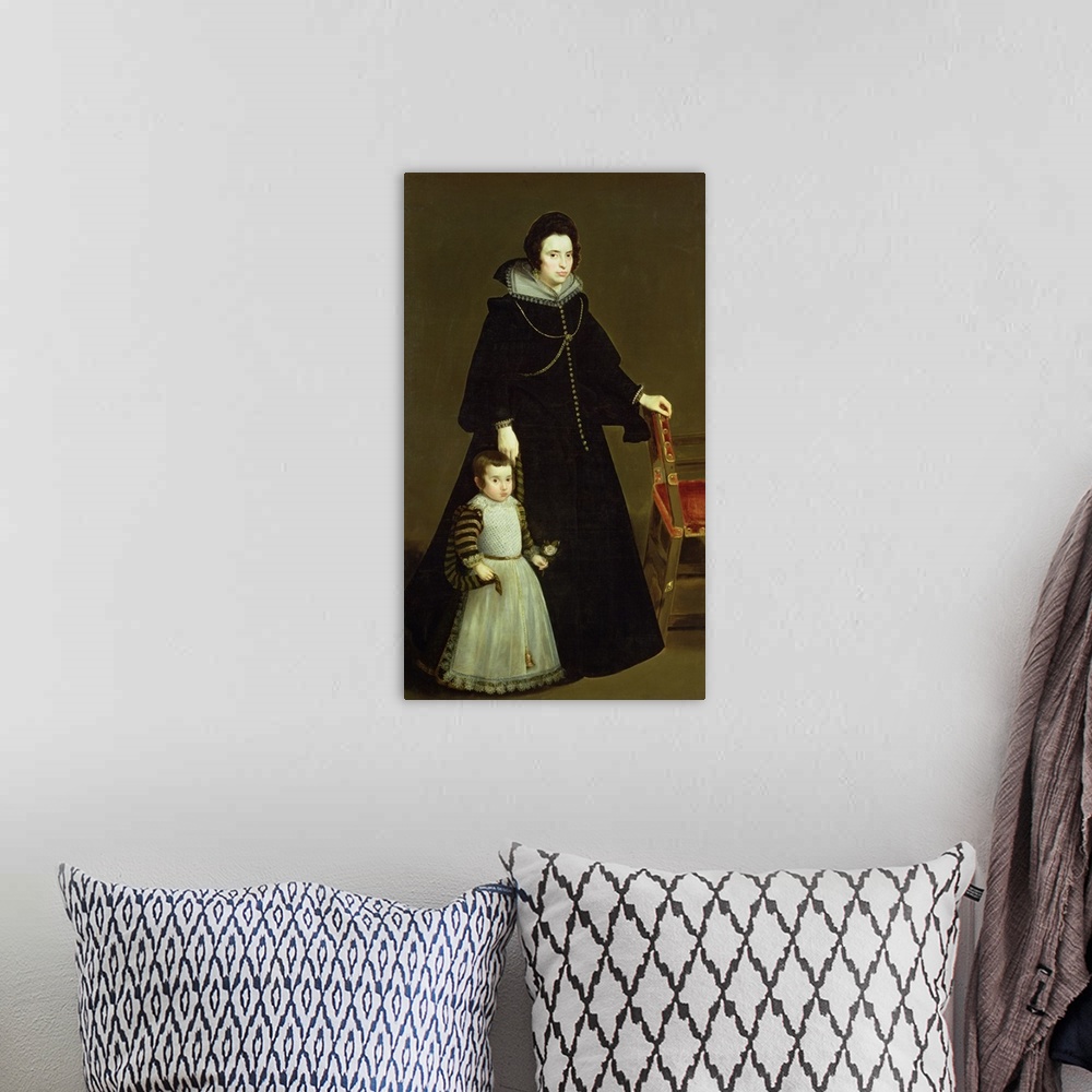 A bohemian room featuring XIR61305 Dona Antonia de Ipenarrieta y Galdos (1599-1635) and her Son, c.1631 (oil on canvas)  by...