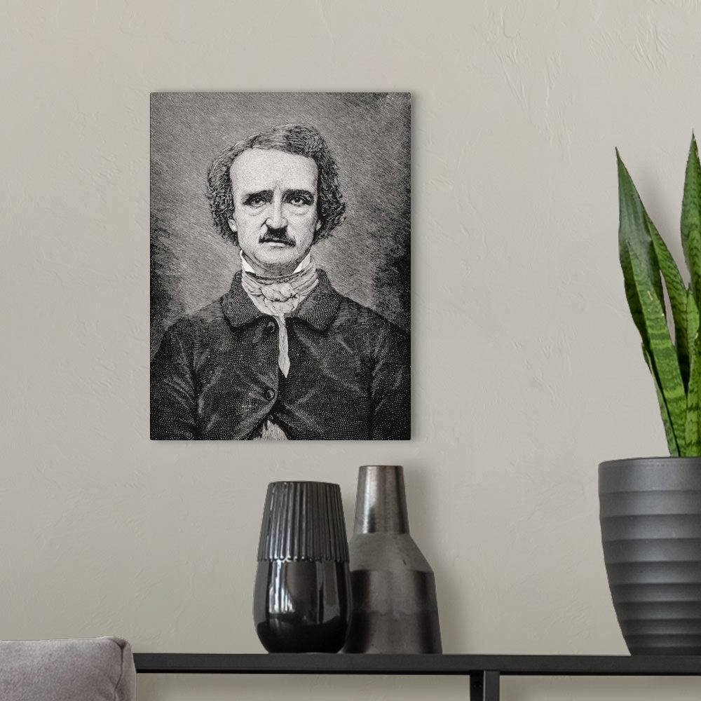 A modern room featuring Edgar Allan Poe 1809 to 1849 American author editor and critic from 19th century print