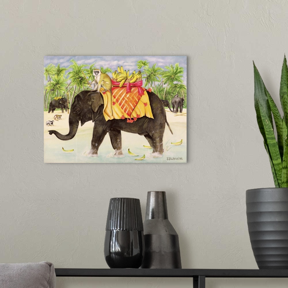 A modern room featuring Elephants with Bananas, 1998