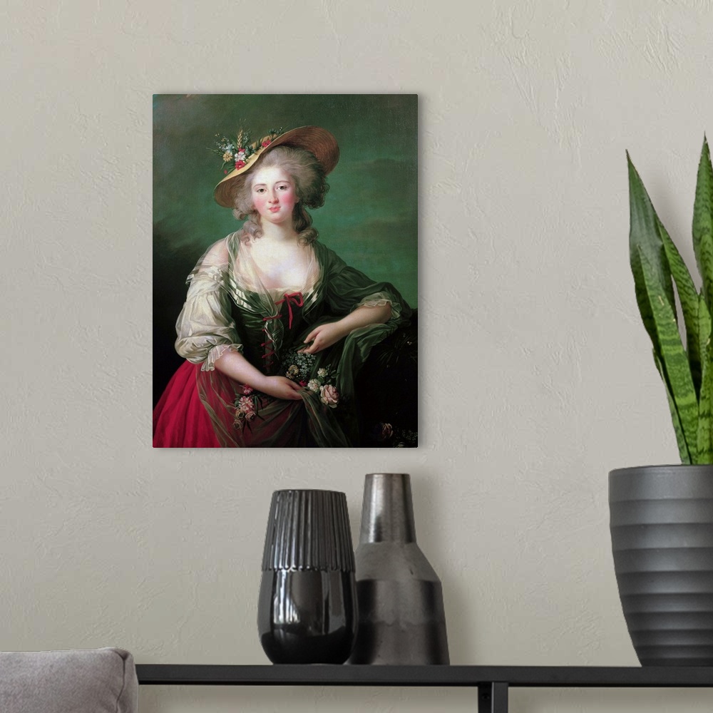 A modern room featuring XIR67790 Elisabeth of France (1764-94) called Madame Elizabeth, c.1782 (oil on canvas)  by Vigee-...