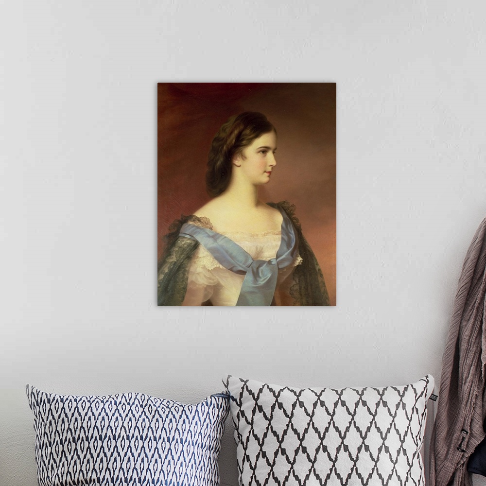 A bohemian room featuring XAM72427 Empress Elizabeth of Bavaria (1837-98) as a young woman (oil on canvas)  by Schrotzberg,...