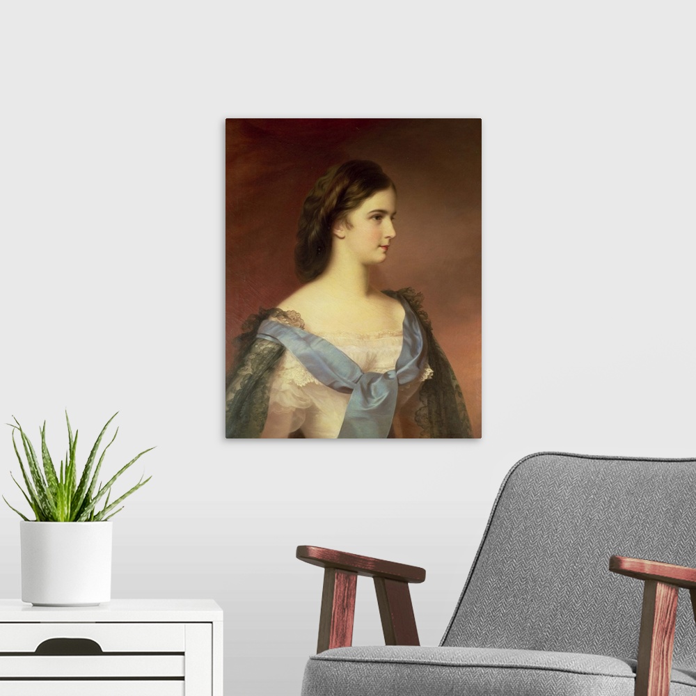 A modern room featuring XAM72427 Empress Elizabeth of Bavaria (1837-98) as a young woman (oil on canvas)  by Schrotzberg,...