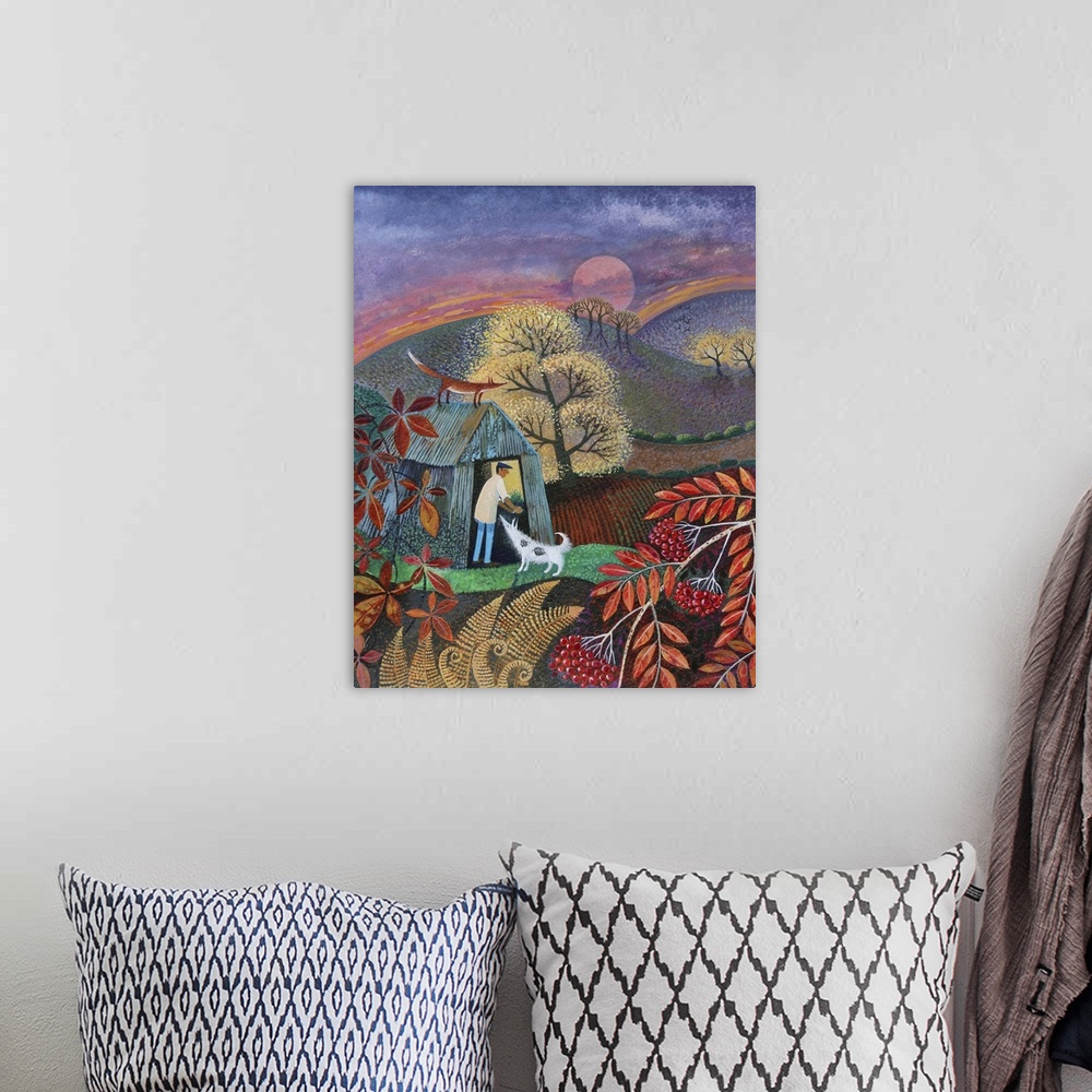 A bohemian room featuring Originally acrylics on paper